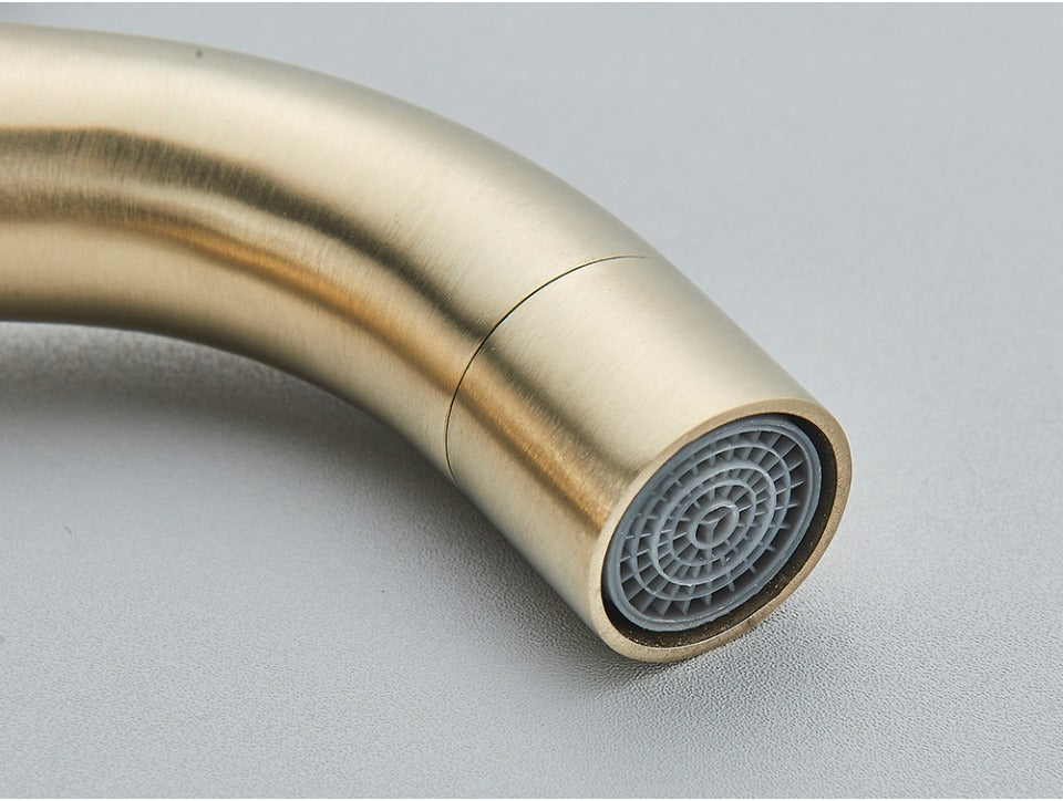 Brushed Gold Bathroom Faucet Modern Lavatory Vanity Sink Faucet Deck Mounted Mixer Toilet Basin Faucets Hot Cold Water Mixer