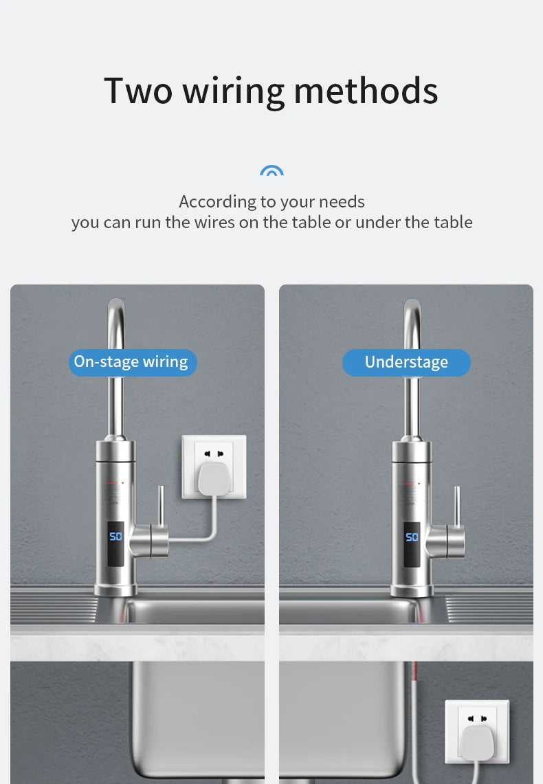 Electric Water Heater Faucet Instant Hot Water Faucet Heating Stainless Steel Kitchen Faucets Hot Cold Two Function Water Taps