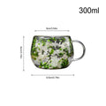 300ml Glass Cup with Dried Flower Heat Resistant Drinking Glasses for Water Juice Milk Coffee Tea Home Cafe Office Party
