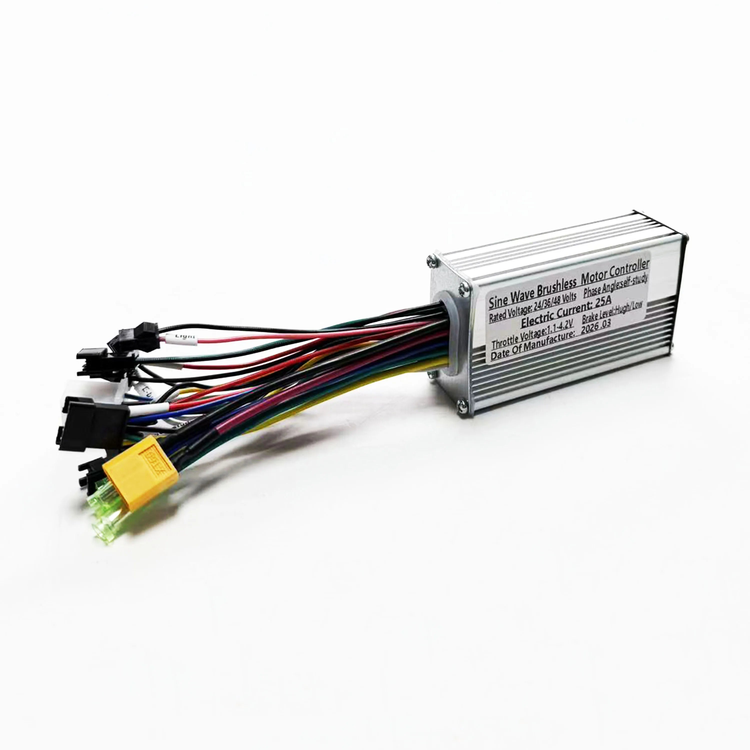 E-bike Brushless Motor Controller, 3 Mode Sine Wave, 24V/36V/48V, 350W 500W, 25A, for S866, V889, S966 UART No.2 LCD E-scooters