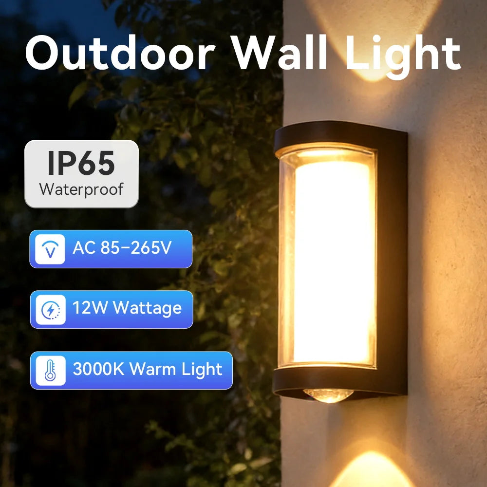 Outdoor Wall Light 85-265V IP65 Waterproof 25W 12W Garden Corridor Balcony wall lamp courtyard Decor Warm Light exterior Stairs