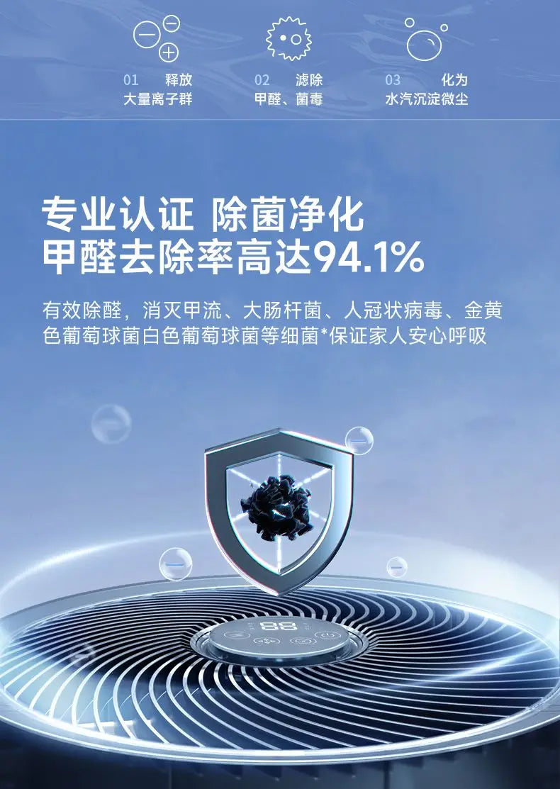 Air circulation fan floor fan purification and sterilization static eight-character shaking head home new electric soft fan