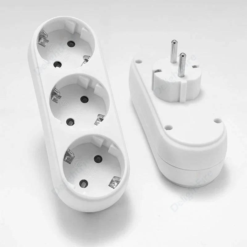 EU Electrical Socket 1 To 2/3 Way Outlet European Standard Expansion Socket Power Extension Plug Converter Travel Power Adapter