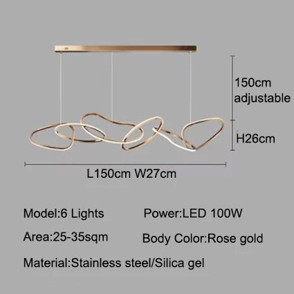 Light luxury LED lustre pendant lights hanging lamps black gold rose gold light for indoor bedroom dining table light fixture