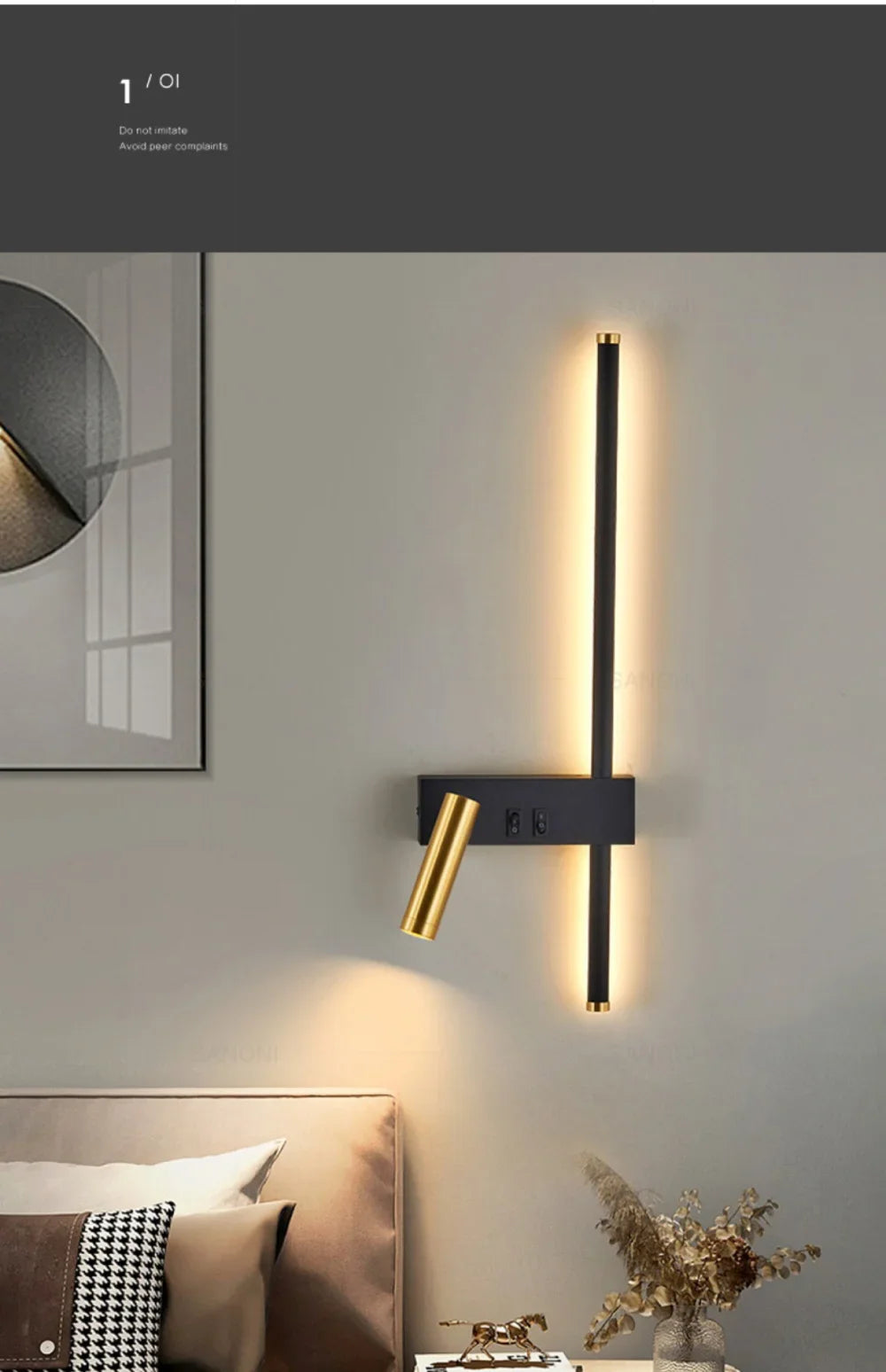 Modern LED Wall Lamp with Reading Spotlight for Living Room Sofa Bedroom Background Bedside Wall Light Bedside Lighting Fixture