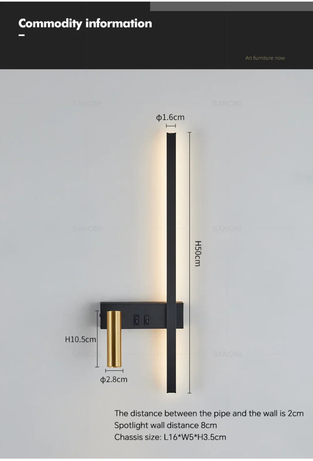 Modern LED Wall Lamp with Reading Spotlight for Living Room Sofa Bedroom Background Bedside Wall Light Bedside Lighting Fixture