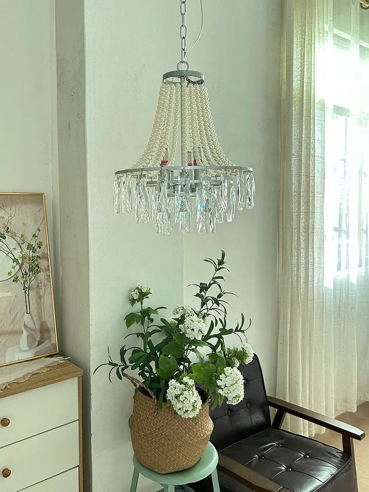 Modern Circular Led Pendant Light For Home Decoration Living Room Foyer Front Staircase Bedroom Crystal Pearl Lighting Fixtures