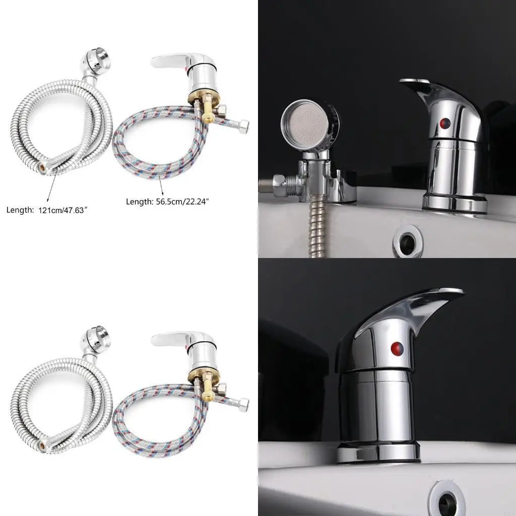 Shower Head with Hose Bathroom Sink Basin Stainless Steel Sprayer Tap Mixing