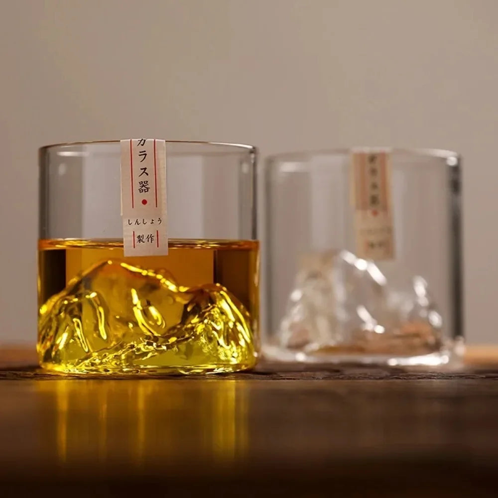 5 Oz 3D Guanshan Whiskey Glass Set Transparent Crystal Cup Suitable for Drinking Whiskey Cognac Cocktail Ice Wine Glass