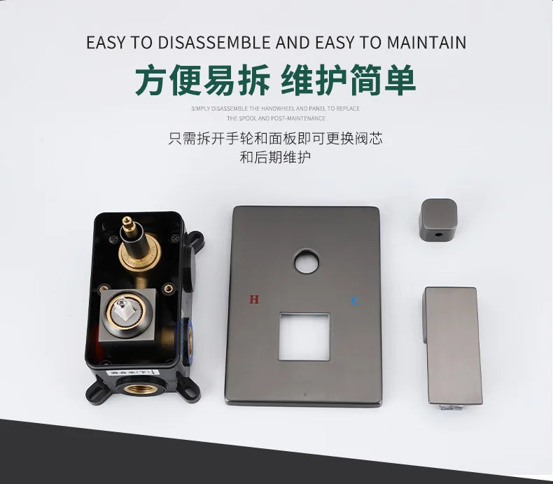 Two Function Shower System Water Mixing Control Valve Bathroom Fixture In Wall Brass Hot Cold Bath Faucet Open Close Gold Black