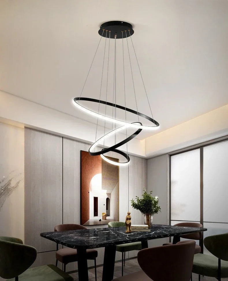Modern Led Lights Dining Room Decor Chandeliers Simple Ring Living Bedroom Lights Home Indoor Lighting Decorative Pendant Lamps