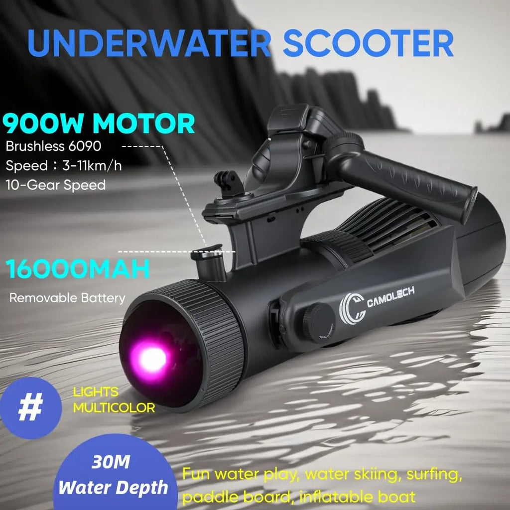 Camolech 900W Dual Battery Underwater Scooter for Adults 16AH Removable Pool Sea Scooter