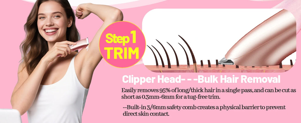 Electric Hair Trimmer 2-in-1 USB Rechargeable Waterproof for Women & Men Bikini Nose Eyebrows Trimming with Dual Heads