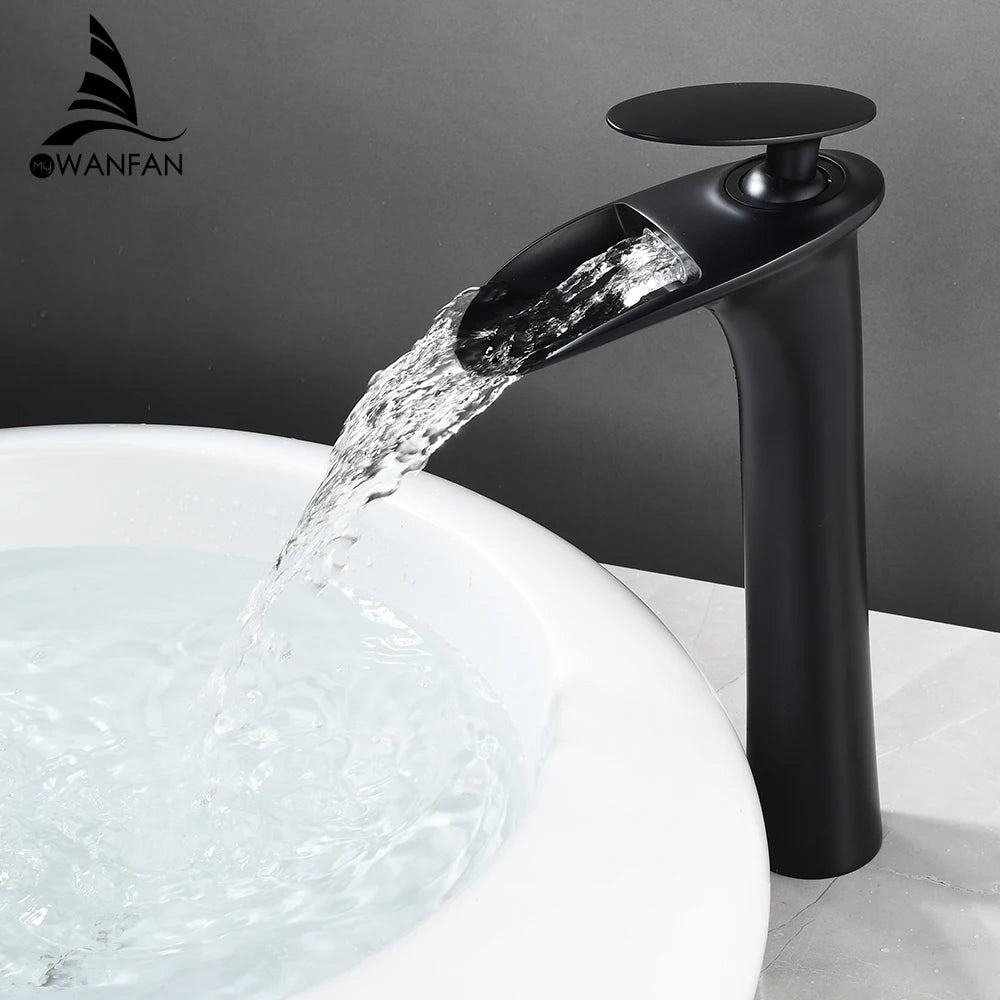 Basin Faucets Modern White Bathroom Faucet Waterfall faucets Single Hole Cold and Hot Water Tap Basin Faucet Mixer Taps 855924