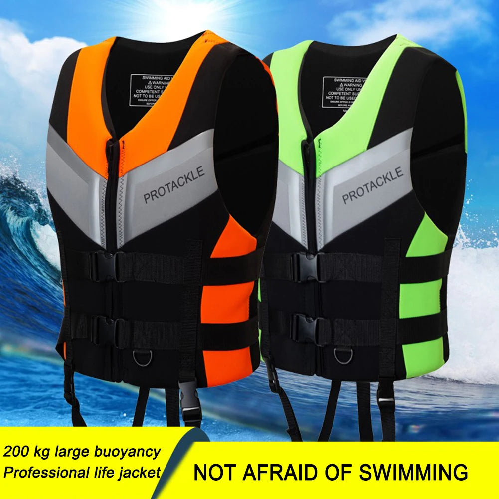 Professional Water Sports Life Jacket For Adults And Children Adjustable Buckle Vest For Swimming Snorkeling Safety Aid 240D