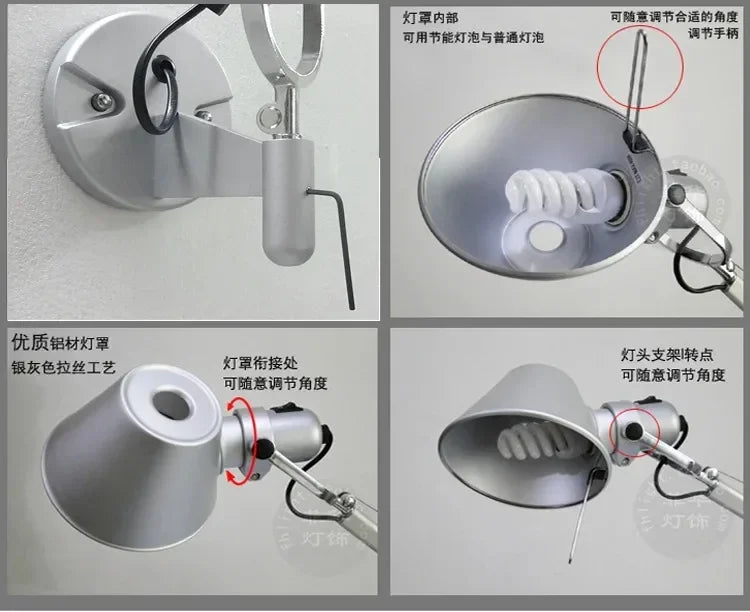 Modern Simple Modern Foldable Wall Lights Long Swing Arm Adjustable Aluminum Sconces Lamps Telescopic Wall Lights For Bedroom