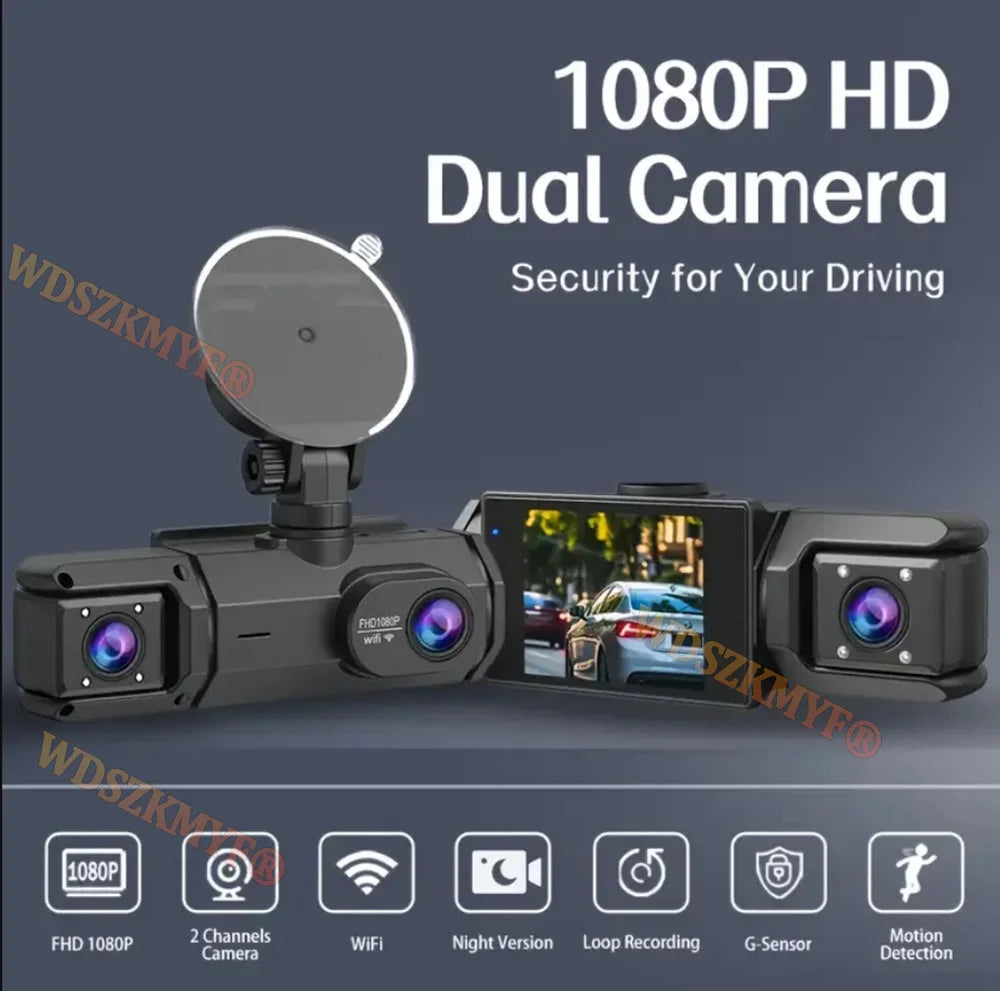 HD 1080P 2/3 camera Dash Cam for cars Front And Inside car camera with IR Night Vision Loop Recording wide angle Car DVR Camera