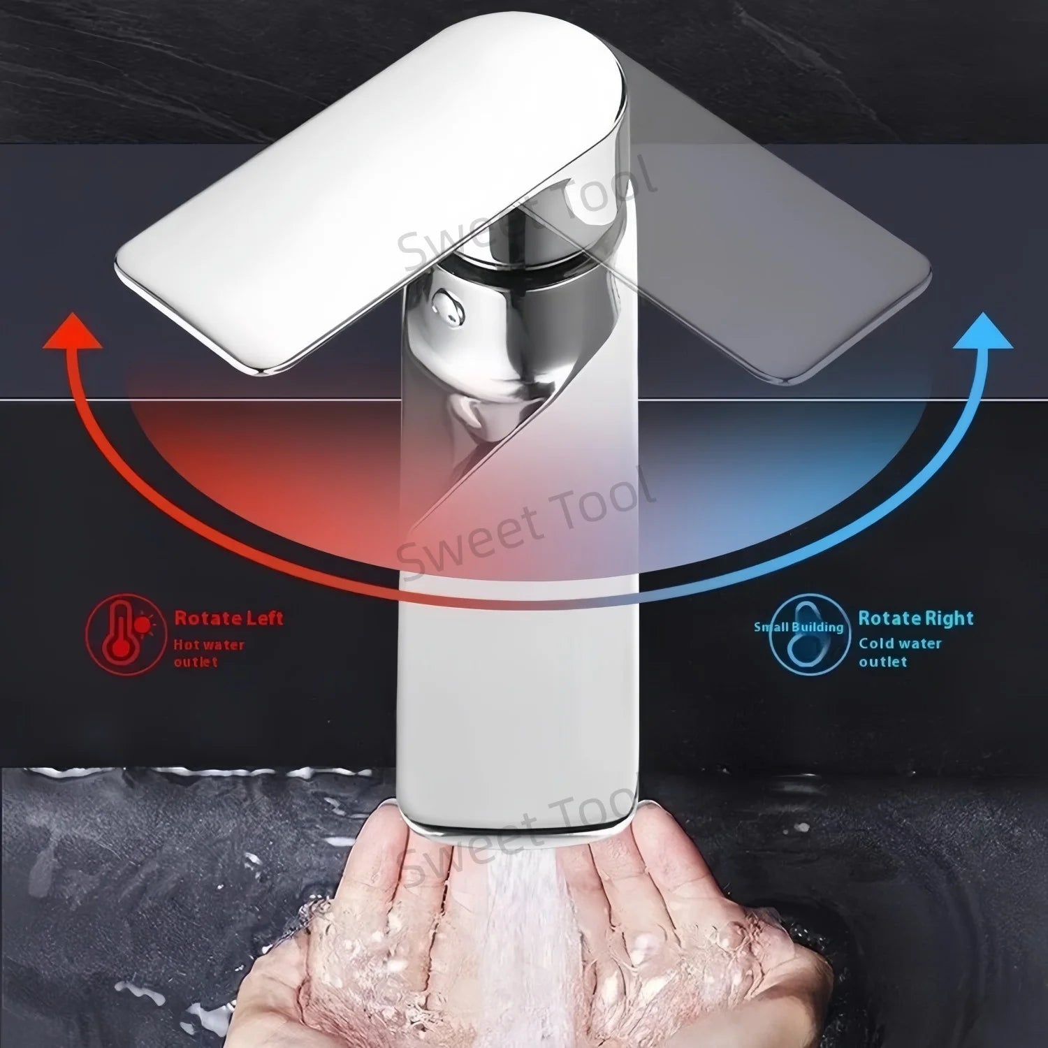 Chrome Bathroom Faucet Wash Basin Mixer Tap Hot & Cold Deck Mounted Water Tap Single Handle Single Hole for Household Kitchen
