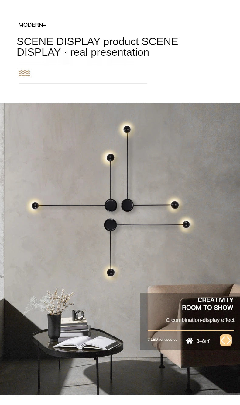 Postmodern Wall Lamp Iron Line Lamp Modern minimalist wall light Bedroom  Background Wall Restaurant Bar wall metal decor light