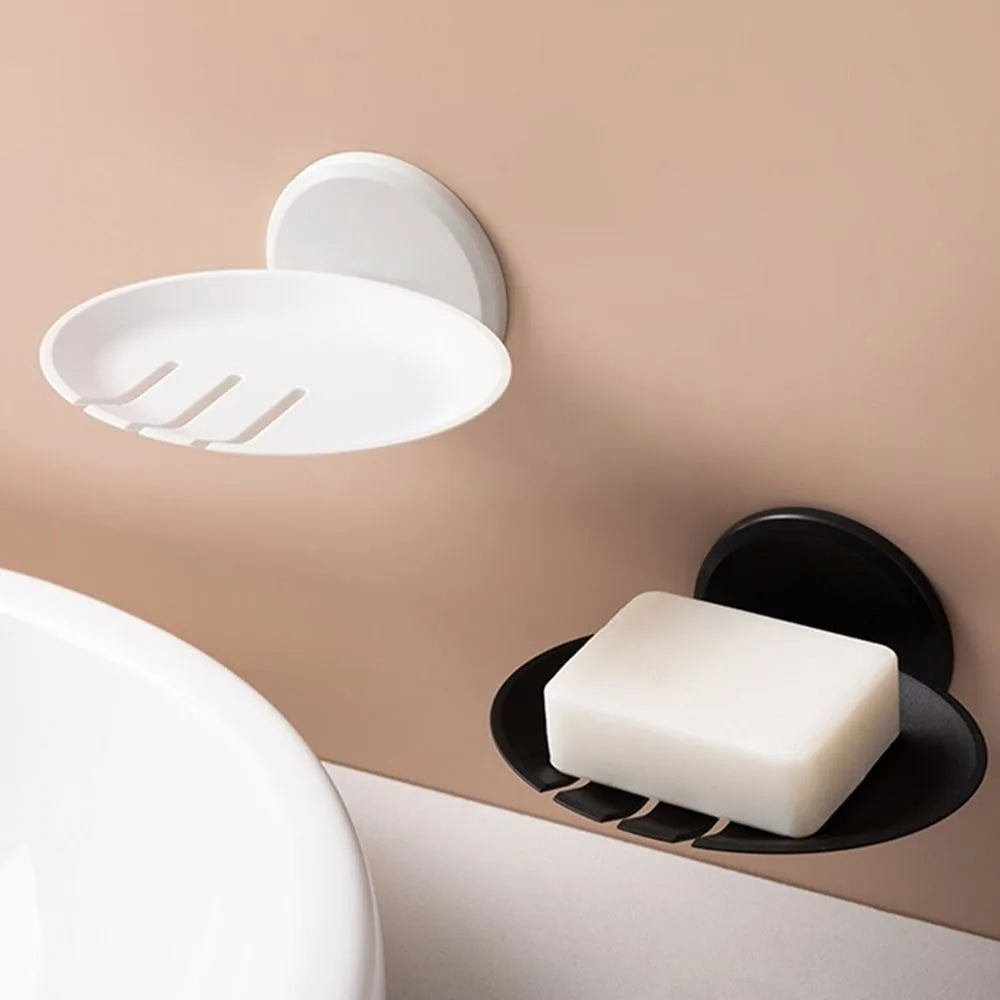 1Pc Bathroom Soap Dish Storage Basket Box Plastic Drain Holder Strong Wall Hanging Soap Box Punch-free