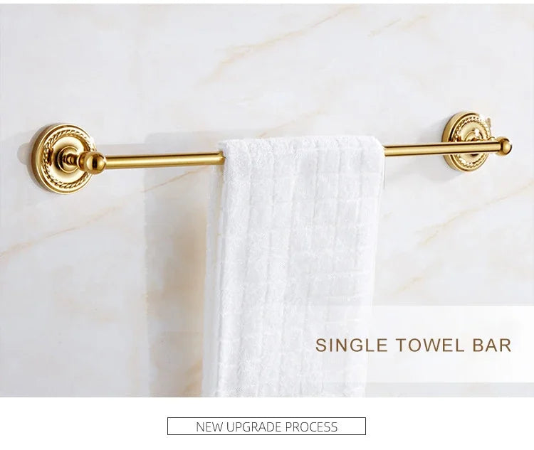 Luxury Gold Brass Bathroom Accessories Set,Robe hook,Paper Holder,Towel Bar,Towel Ring,bathroom sets, Gold Towel Rack,Soap Dish