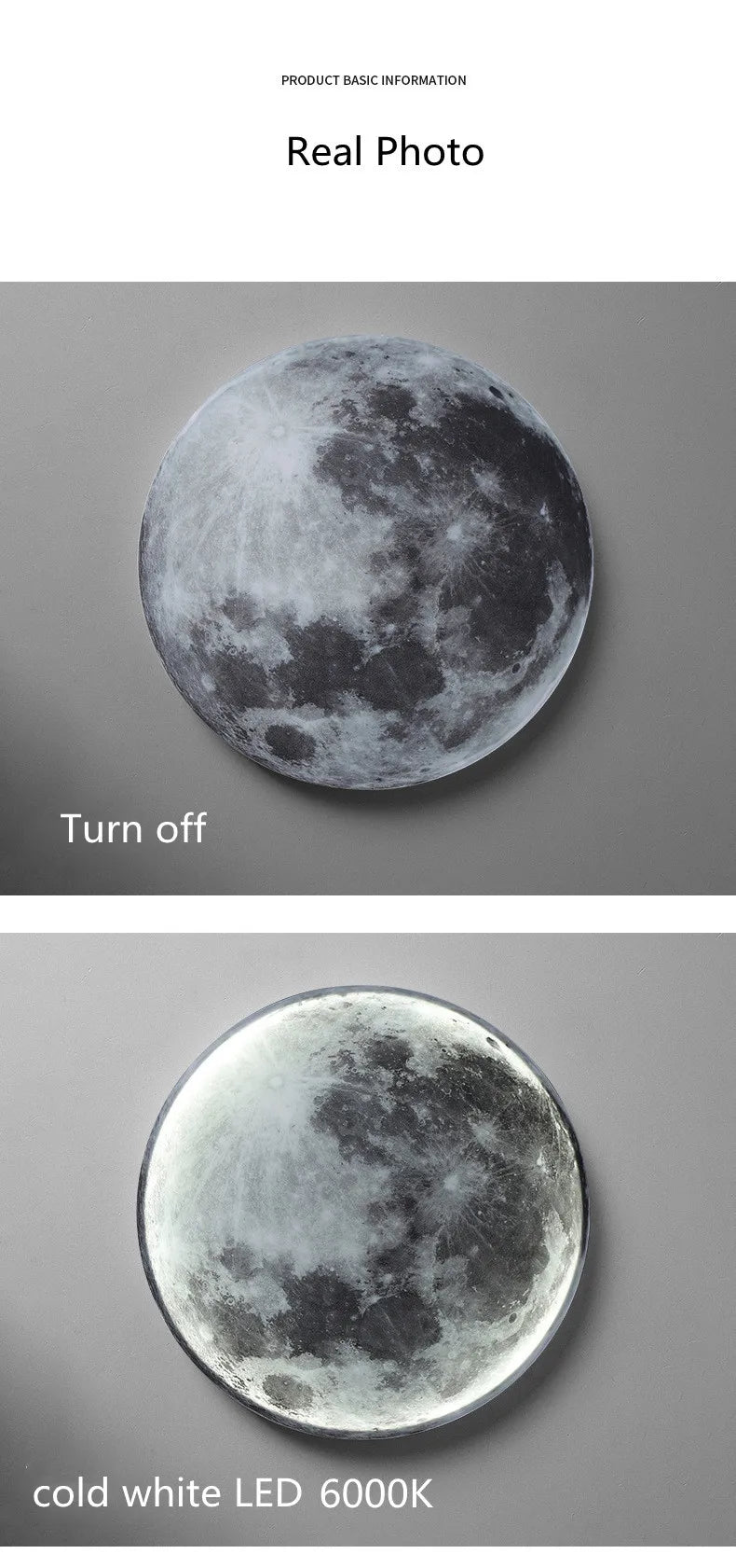 Modern Moon 3D Mural Wall Lamp Realistic LED Light Home Accessories Bedroom, Living Room Ceiling Lamp with Remote Control Decor