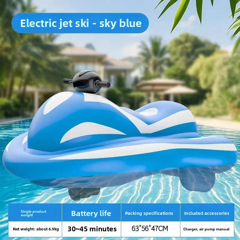 Powered Inflatable Water Scooter Toy – Motorized Surfboard with Handle Steering for Adults & Home, Pool/Lake Ride-on