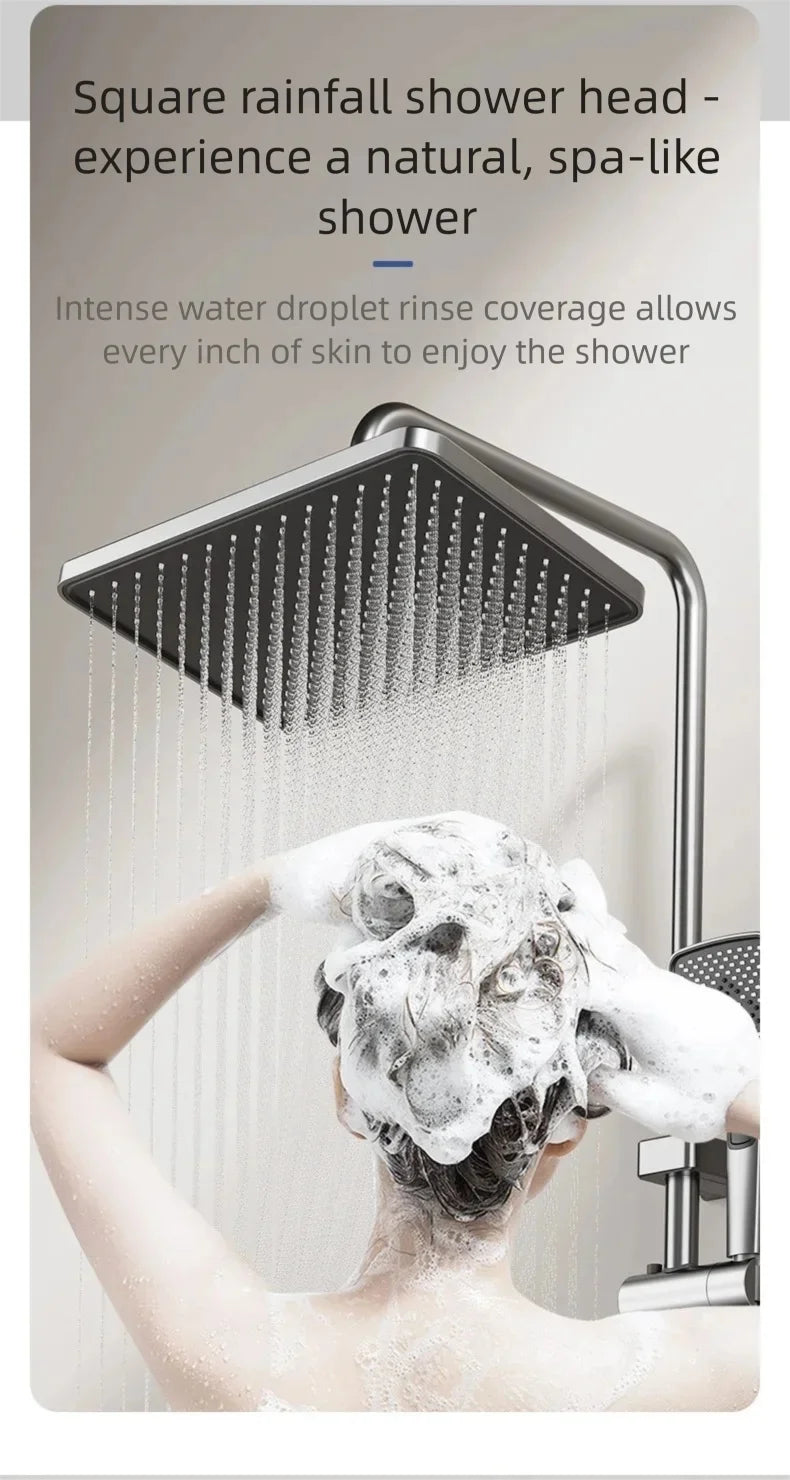 Multifunctional Aluminum Shower Set Household Hot and Cold Water Digital Display Pressurized Shower System Set Bathtub Faucet
