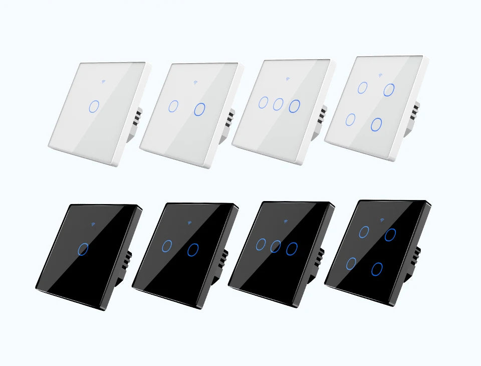 SIXWGH 1/2/3/4 Gang EU Touch Switch No Neutral Wire AC100-240V Panel Tempered Crystal Glass wall Light Sensor Switch