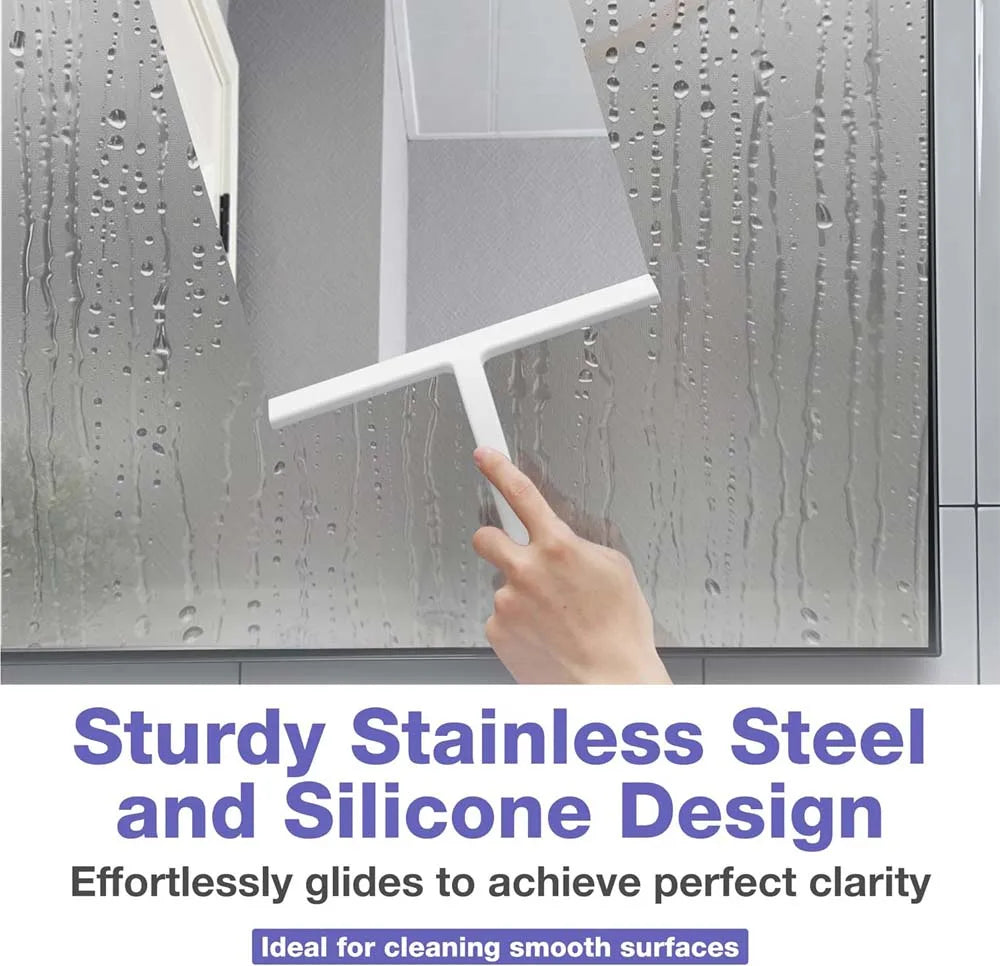 Matte Black Silicone Squeegee Streak Free Cleaning Shower Squeegee for Glass Bathroom Shower Doors Mirrors Tiles Car Windows