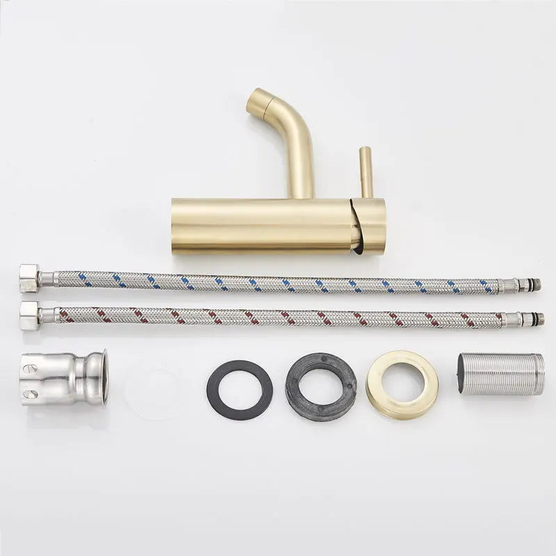 Brushed Gold Bathroom Faucet Modern Lavatory Vanity Sink Faucet Deck Mounted Mixer Toilet Basin Faucets Hot Cold Water Mixer