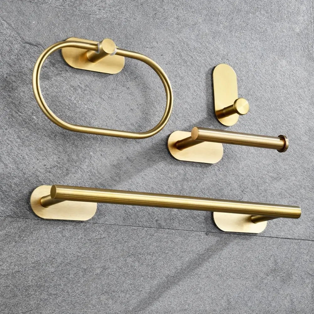 4/5Pcs Stainless Steel Bathroom Hardware Set Anticorrosion Wall Mount Bathroom Towels Rack No Punching Rustproof Towel Bar