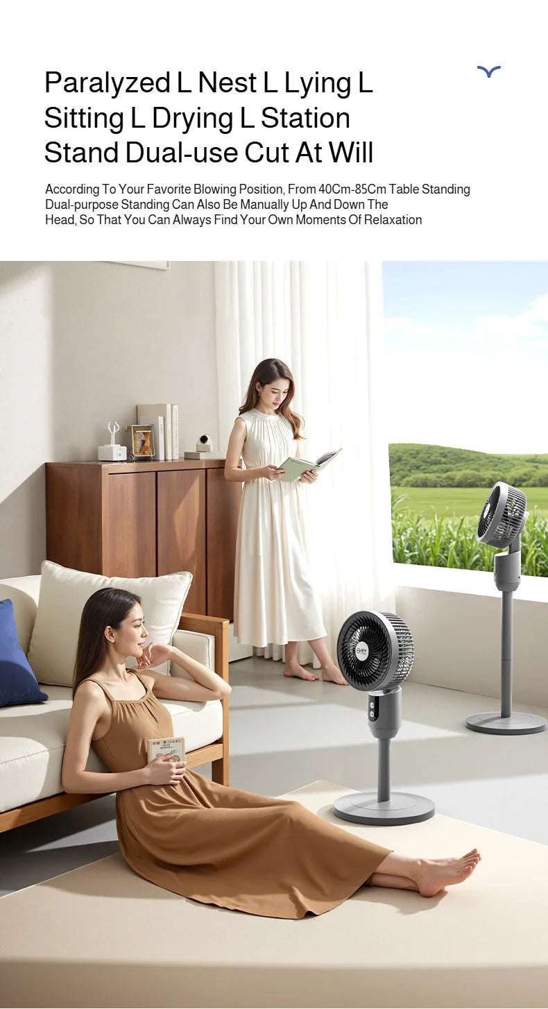Household Floor Fan Three-speed Wind Silent Electric Fan Floor High Wind Air Circulation Fan Dual-purpose Fan WithUniversal Head
