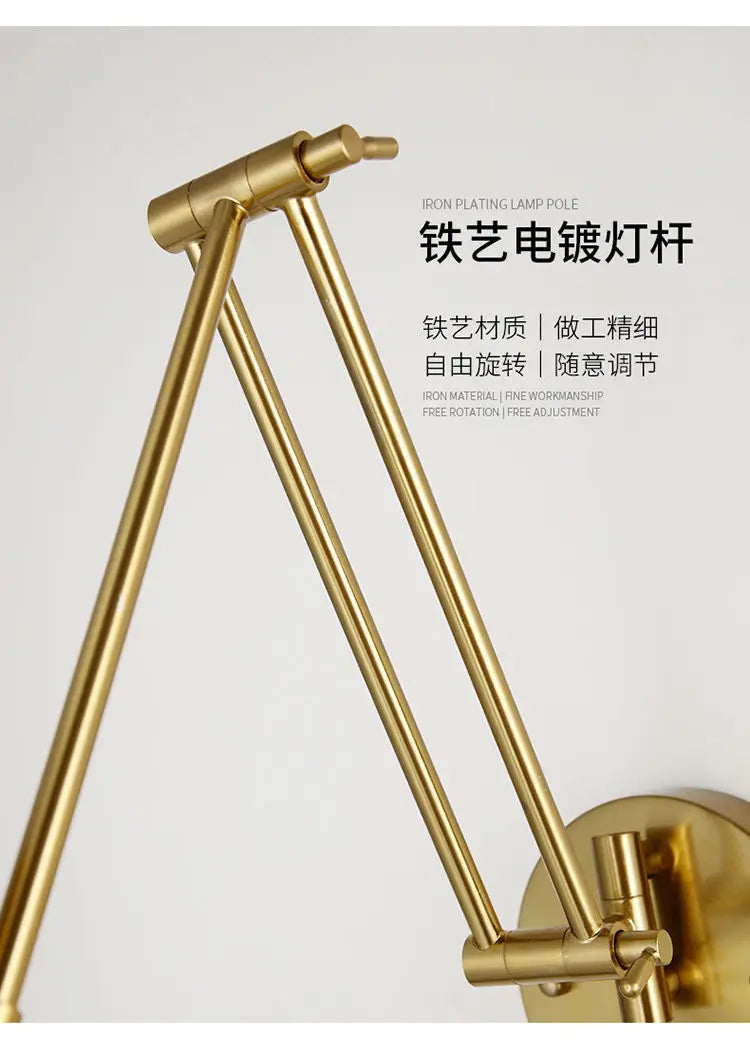 Modern Bedroom LED Wall Light Touch Sensor Switch White Black Gold Long Pole Arm Folding Bed Head Wall Reading Wall Light