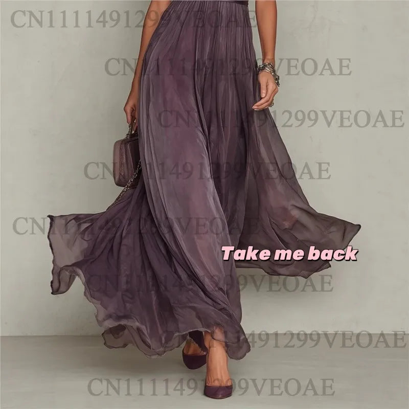 Vintage Spliced Hollow Out Dinner Maxi Dress for Women Stand Collar Lantern Sleeve Pleated Tunic Slit Sexy Dresses Female