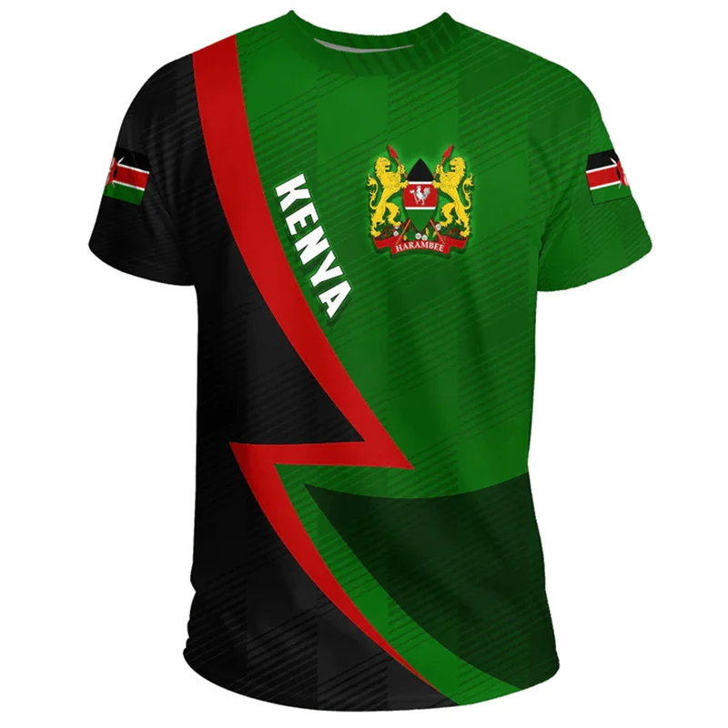 3D Printed Kenya National IndependenceDay T Shirt The Republic-of Kenya Emblem Falg Graphic Short Sleeves Vintage Tee Shirts Top