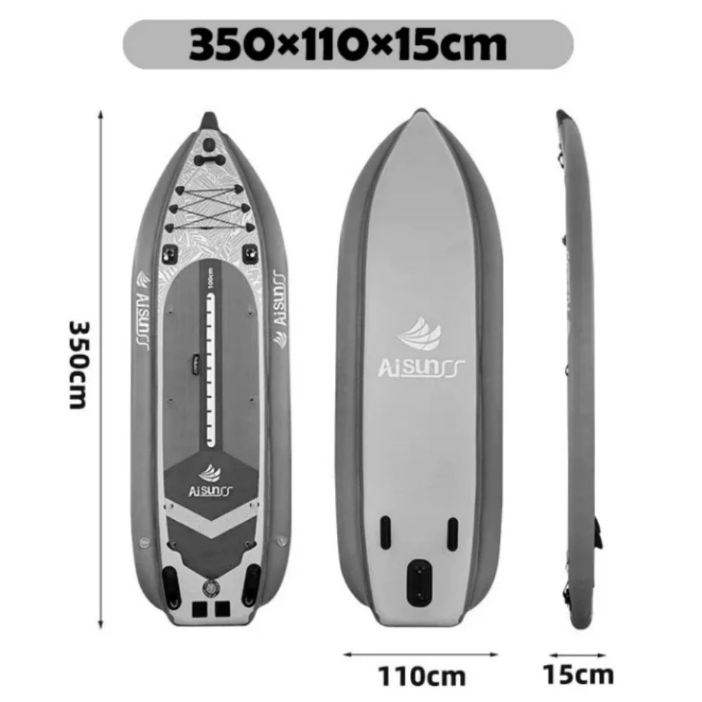 Inflatable Fishing Boat Kayak SUP Thickened Sea Fishing Paddle Board with Rod Holders, Stable Lure Fishing Platform