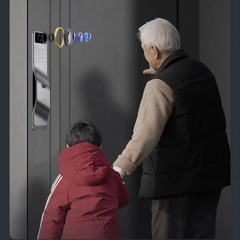 EGFirtor Tuya APP Face Recognition Fingerprint Smart Electronic Password Home Gate Door Lock With Cylinder