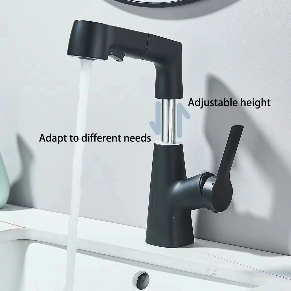Pull Out Lift Kitchen Faucet 360° Rotatable Bathroom Basin Faucet Stainless Steel Kitchen Sink Faucet with Pull Out SprayerG1/2