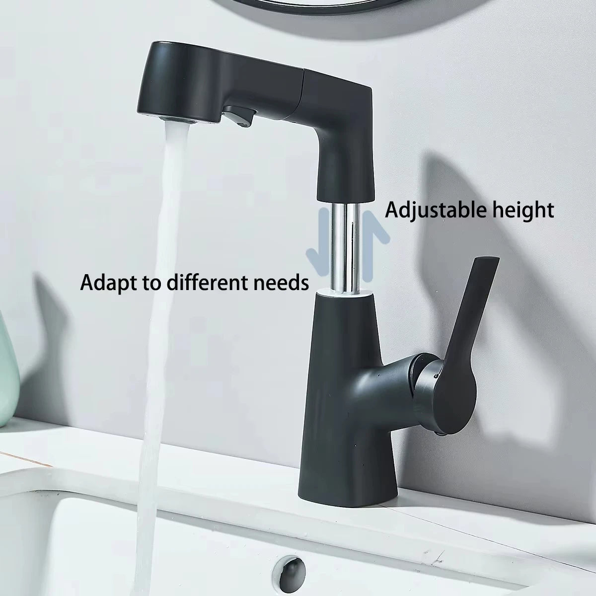 Pull Out Lift Kitchen Faucet 360° Rotatable Bathroom Basin Faucet Stainless Steel Kitchen Sink Faucet with Pull Out SprayerG1/2