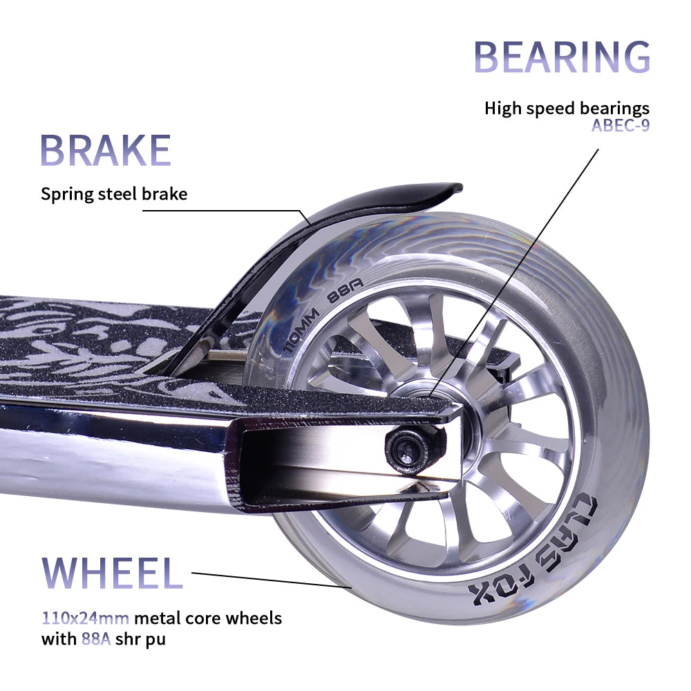 Hot Selling 110 Metal Core Wheel Stunt Scooter Pro Scooter Extreme Scooter Rainbow