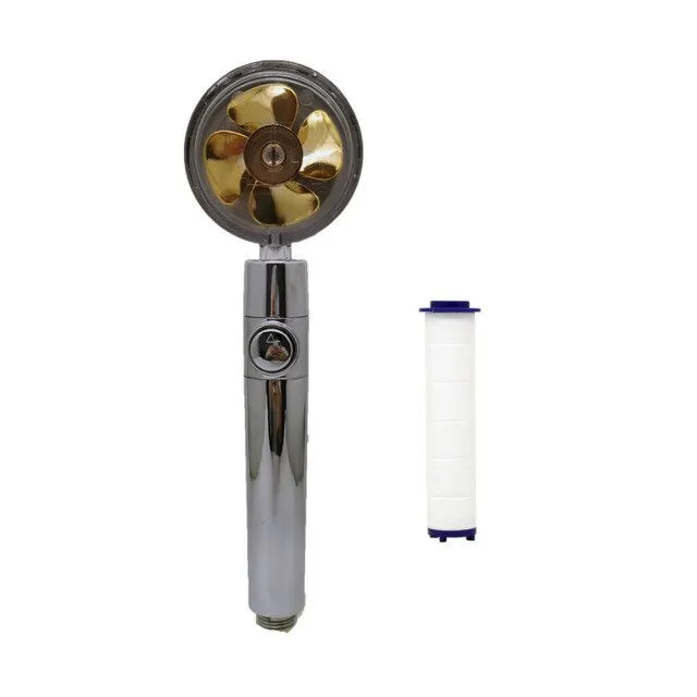 New Propeller Driven Shower Head Cotton Filter Turbocharged High Pressure Handheld Shower Nozzle