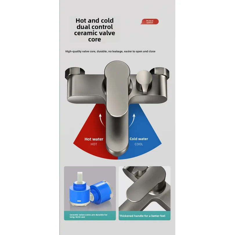 Thermostatic Shower Mixer Valve 3-Way Diverter Universal Wall Mounted Bathroom Bath Shower Faucet Set Zinc Alloy Anti-Scald Temp