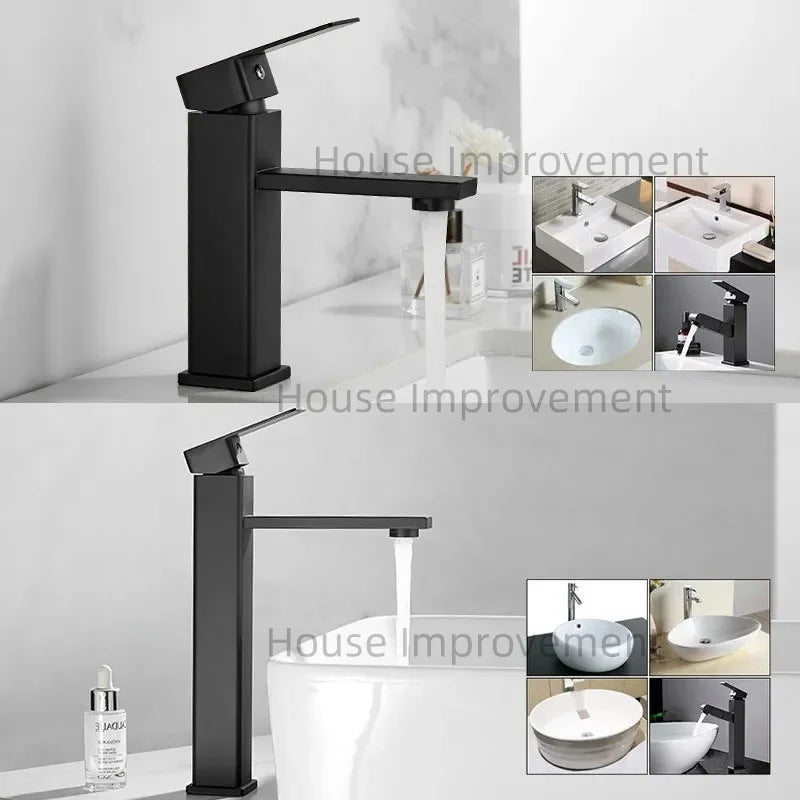 Hot and Cold Bathroom Faucet Water Mixer Tap Single Handel Single Hole Deck Mounted Plastic Washbasin Bathtub Faucet G1/2