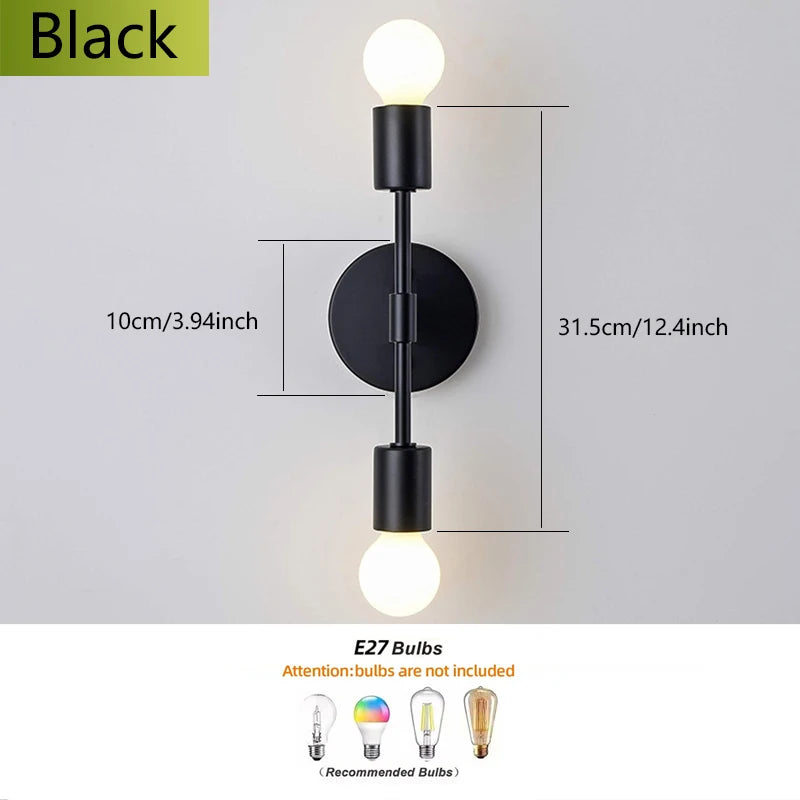 Modern minimalist 2-light E27 wall lamp for living room, bedroom, bedside, bathroom, corridor, wardrobe, lighting fixture