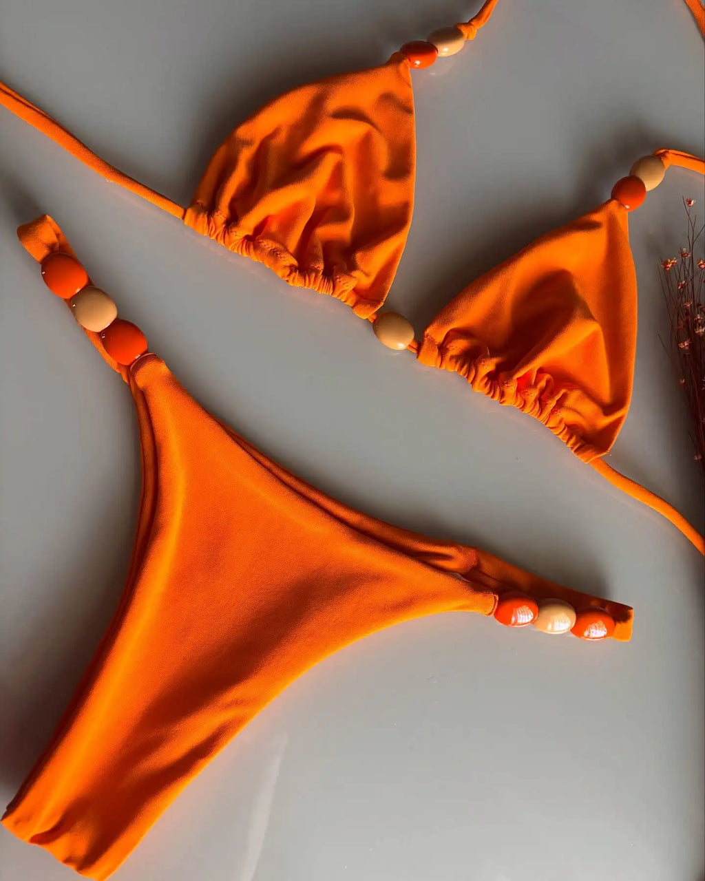 Sexy Bikini Swimwear Women Swimsuit Halter Bead Bikini Set Bathing Suit Two Piece Bikini Summer Beachwear