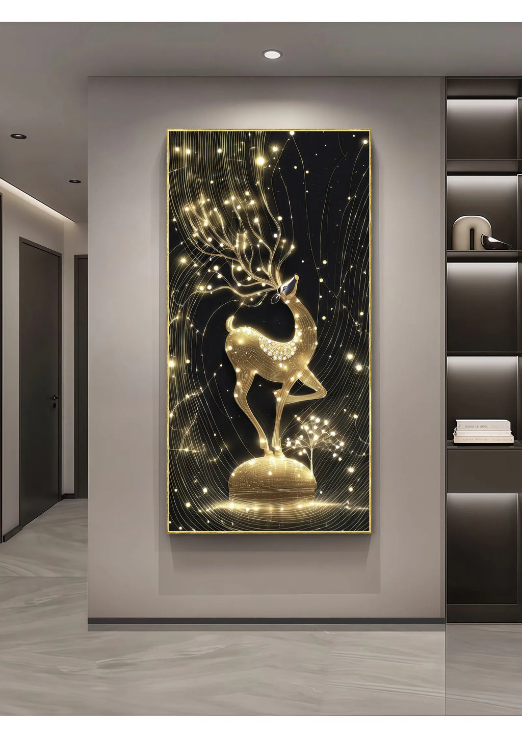 Light Luxury Deer Deer Wealth Making Entrance Led Decoration Painting Home Decoration Corridor Living Room Wall Painting Lights