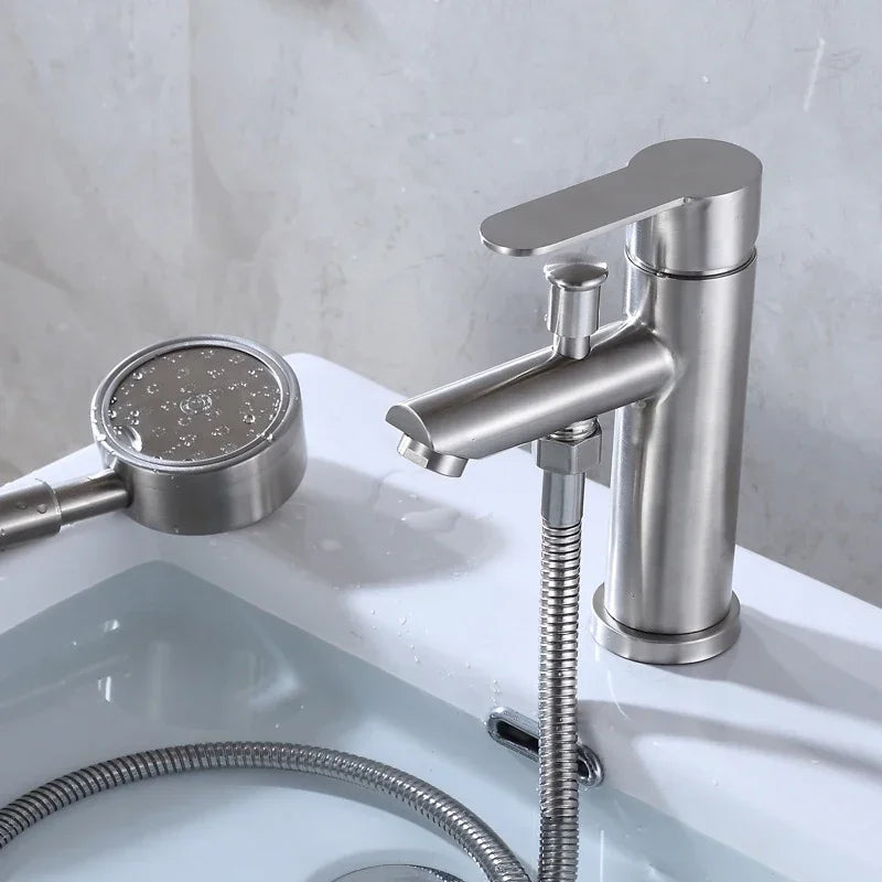 Stainless Steel Multifunctional Shower Mixer Faucet - Deck Mounted Household Sink Tap with Hot and Cold Water for Washbasin