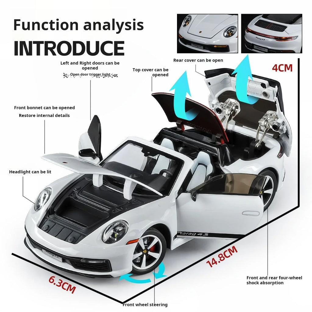 1:32 new folding convertible Porsche 911 alloy car model simulation Sound& light Fashion Exquisite collectibles Boys Toy Gift
