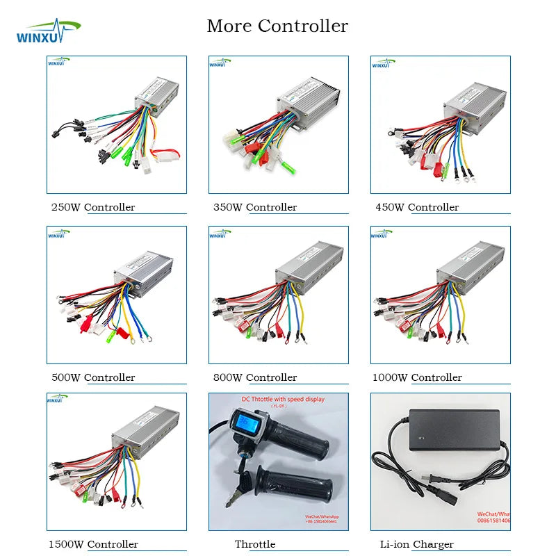 36V 48V 350W 18A E-Scooter Brushless Motor Sine Wave Controller LCD Speed Display Throttle for Electric Bicycle Scooter Tricycle